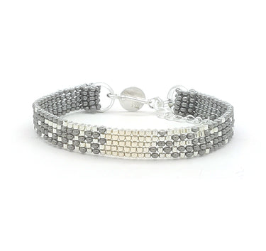 Brazalete Telar Plata Mini Difuminado Gris Aperlado